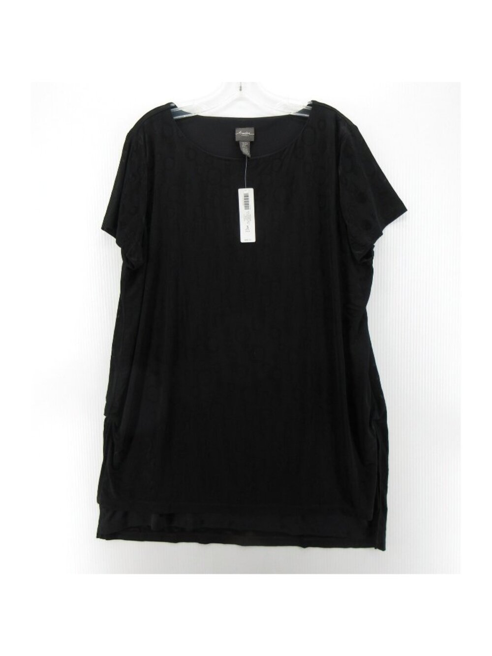Chicos Top 3P Travelers Tunic Blouse Circle Jacquard AOP XL NEW